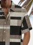 Royaura® Vintage Geometric Print Chest Pocket Shirt Plus Size Men's Shirt Big Tall