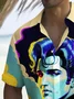 Royaura® Vintage Men's Music Cartoon Print Chest Pocket Shirt Big Tall