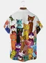 Royaura® Vintage Cat Print Chest Pocket Shirt Plus Size Men's Shirt Big Tall