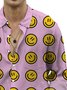 Royaura® Vintage Men's Smiley Face Print Chest Pocket Long Sleeve Shirt Big Tall