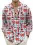 Royaura® Beach Vacation Men's Lobster Print Chest Pocket Long Sleeve Shirt Big Tall