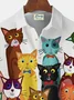 Royaura® Vintage Cat Print Chest Pocket Shirt Plus Size Men's Shirt Big Tall