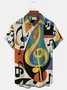 Royaura® Vintage Music Note Print Men's Chest Pocket Stretch Shirt Big Tall