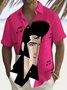 Royaura® Vintage Music Cartoon Print Men's Chest Pocket Stretch Shirt Big Tall