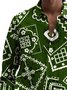 Royaura® Vintage Men's Geometric Print Chest Pocket Long Sleeve Shirt Big Tall