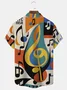 Royaura® Vintage Music Note Print Men's Chest Pocket Stretch Shirt Big Tall