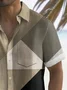 Royaura® Vintage Geometric Print Men's Chest Pocket Stretch Shirt Big Tall