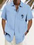 Royaura® Basic Men's Coconut Tree Print Chest Pocket Stretch Shirt Big Tall