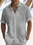 Royaura® Retro Geometric Texture 3D Digital Print Men's Button Pocket Short Sleeve Shirt Big & Tall