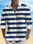 Royaura® Basic Men's Striped Anchor Print Chest Pocket Stretch Long Sleeve Shirt Big Tall