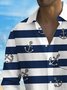 Royaura® Basic Men's Striped Anchor Print Chest Pocket Stretch Long Sleeve Shirt Big Tall