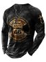 Royaura® Retro Route 66 3D Digital Print Men's Long Sleeve Button-Down Pullover Big & Tall