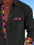 Royaura® Hawaiian Flower Partial 3D Digital Print Men's Button Pocket Long Sleeve Shirt Big & Tall