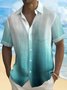 Royaura® Retro Gradient Stripes 3D Printed Men's Buttons Pocket Short Sleeve Shirt Big & Tall