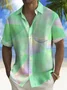 Royaura® Vintage Gradient Geometric Print Chest Pocket Men's High Shirt Big Tall