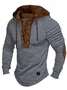 Royaura® Retro Drawstring Men's Drawstring Long Sleeve Hooded Sweatshirt