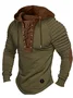 Royaura® Retro Drawstring Men's Drawstring Long Sleeve Hooded Sweatshirt