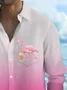 Royaura® Hawaiian Flamingo Beer Gradient 3D Digital Print Men's Button Pocket Long Sleeve Shirt Big & Tall