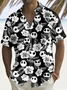 Royaura® Halloween Skull Floral Print Men's Chest Pocket Stretch Shirt Big Tall