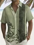 Royaura® Vintage Bowling Bamboo Print Men's Chest Pocket Stretch Shirt Big Tall