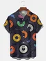 Royaura® Retro Music 3D Digital Print Men's Button Pocket Short Sleeve Shirt Big & Tall