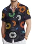 Royaura® Retro Music 3D Digital Print Men's Button Pocket Short Sleeve Shirt Big & Tall