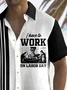 Royaura® Vintage Bowling Labor Day Print Men's Chest Pocket Stretch Shirt Big Tall