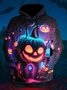 Royaura® Halloween Pumpkin 3D Digital Print Men's Abstract Hooded Sweatshirt Big & Tall