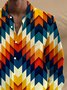 Royaura® Retro Geometric Color Block 3D Digital Print Men's Button Pocket Long Sleeve Shirt Big & Tall