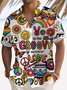 Royaura® Retro Graphic Letters 3D Digital Print Men's Button Pocket Short Sleeve Shirt Big & Tall