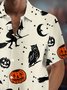 Royaura® Halloween Pumpkin Bat 3D Digital Print Men's Button Pocket Short Sleeve Shirt Big & Tall