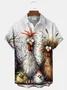 Royaura® Vintage Funny Chick Cartoon Print Men's Breast Pocket Stretch Shirt Big Tall