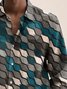 Royaura® Vintage Geometric Print Chest Pocket Stretch Long Sleeve Shirt Big Tall