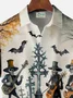 Royaura® Retro Halloween Skull Pumpkin 3D Digital Print Men's Button Pocket Short Sleeve Shirt Big & Tall