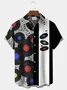 Royaura® Vintage Bowling Music Disc Print Men's Chest Pocket Stretch Shirt Big Tall