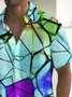 Royaura® Vintage Geometric Psychedelic Print Men's Chest Pocket Stretch Shirt Big Tall