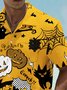 Royaura® Halloween Pumpkin Cartoon Print Men's Seersucker Stretch Shirt Big Tall