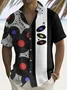 Royaura® Vintage Bowling Music Disc Print Men's Chest Pocket Stretch Shirt Big Tall