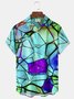 Royaura® Vintage Geometric Psychedelic Print Men's Chest Pocket Stretch Shirt Big Tall