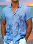 Royaura® Hawaiian Coconut Tree 3D Digital Print Men's Button Pocket Short Sleeve Shirt Big & Tall