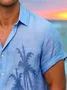 Royaura® Hawaiian Coconut Tree 3D Digital Print Men's Button Pocket Short Sleeve Shirt Big & Tall