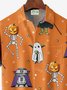 Royaura® Retro Halloween Skull Pumpkin 3D Digital Print Men's Button Pocket Short Sleeve Shirt Big & Tall