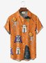 Royaura® Retro Halloween Skull Pumpkin 3D Digital Print Men's Button Pocket Short Sleeve Shirt Big & Tall