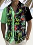 Royaura® Vintage Bowling Halloween Skull Print Men's Chest Pocket Stretch Shirt Big Tall