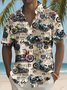 Royaura® Vintage Route 66 Motorcycle Print Chest Pocket Stretch Shirt Big Tall