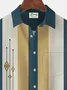 Royaura® Vintage Bowling Geometric Print Chest Pocket Stretch Shirt Big Tall