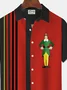 Royaura® Retro Bowling Christmas Movie 3D Digital Print Men's Button Pocket Short Sleeve Shirt Big & Tall