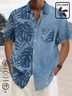 Royaura Blue Nature  Fiber Hawaiian Leaf Print Breast Pocket Vacation Shirt Plus Size Hawaiian Shirt