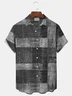 Royaura Retro Geometric Texture Men's Button Pocket Short Sleeve Shirt