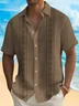 Royaura®  Men's Casual Cotton Linen Basics Geometric Short Sleeve Shirt Printed Short Sleeve Shirt